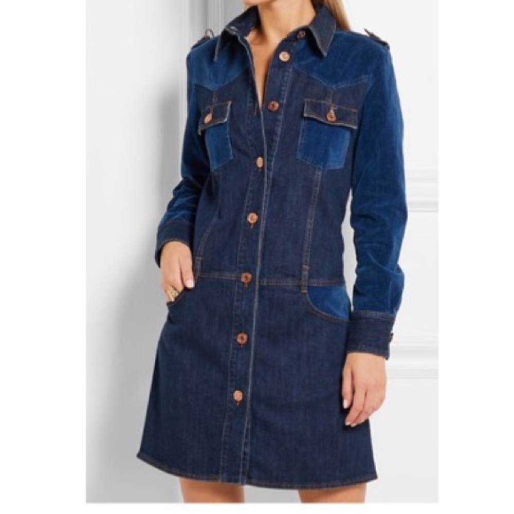 Chloe Patchwork Denim Jacket Dress - image 1